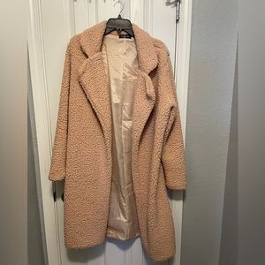 Pink/Tan Faux Sheep Skin Coat